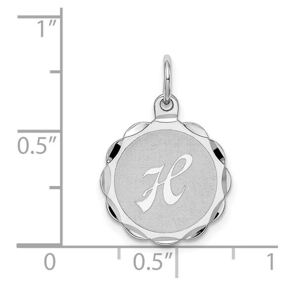 Sterling Silver, Sarah Collection 15mm Brocaded Disc Initial H Pendant - Picture 4 of 5